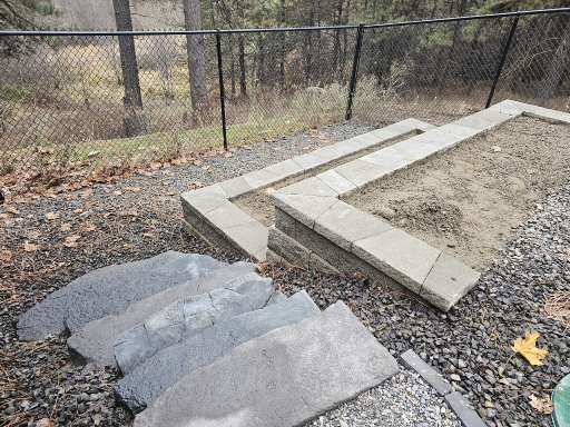 After Stone Steps & Step-Up Retaining Wall Installation in Elk, WA